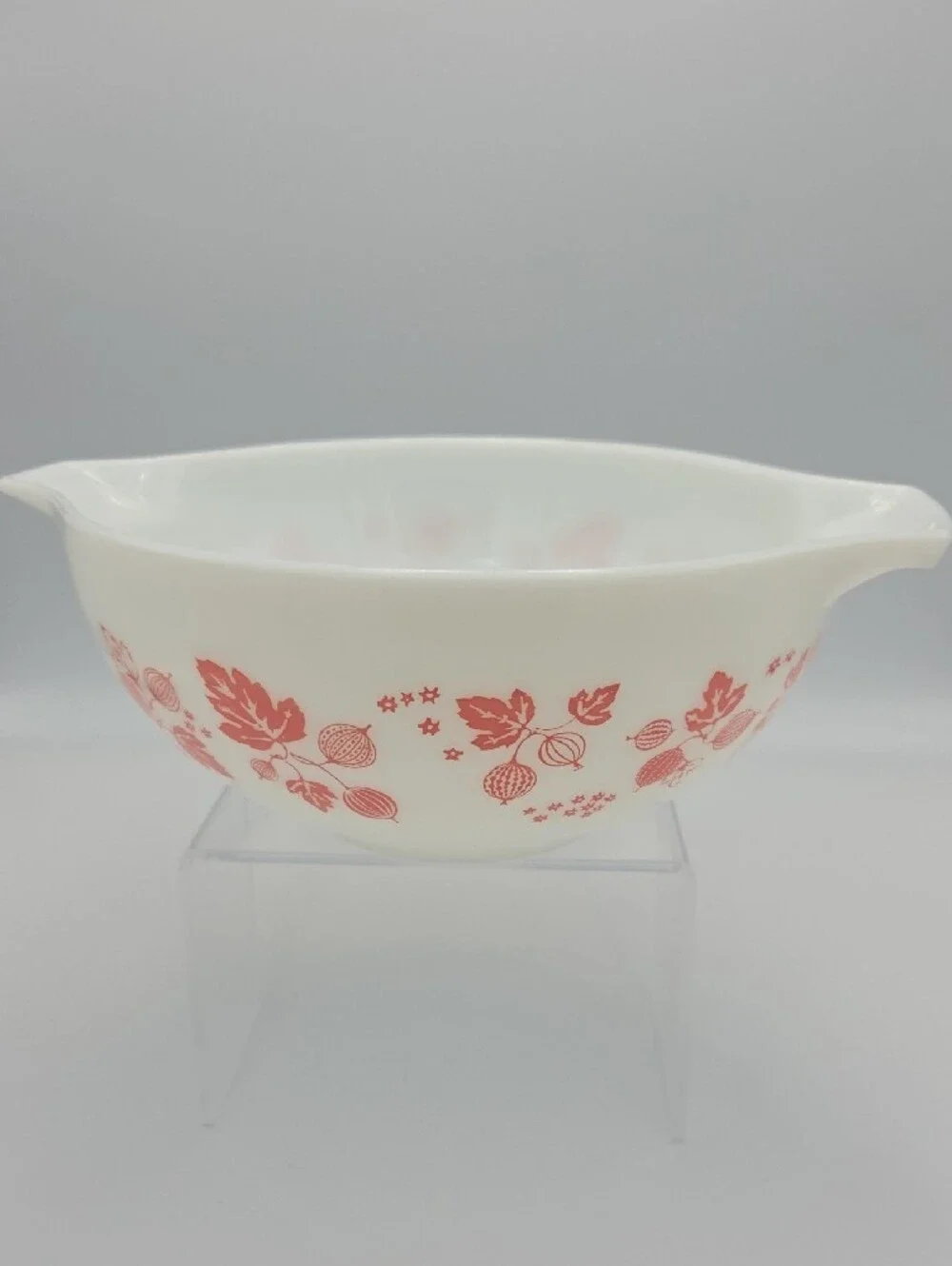 Pyrex White Mixing Bowl with Orange Floral Pattern